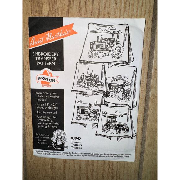 Aunt Martha's Embroidery Transfer Pattern (lot of 3 - Tractor; Snowmen; Birds) - Picture 3 of 5